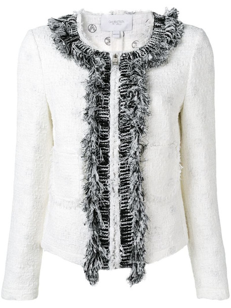 Giambattista Valli frayed tweed jacket in white