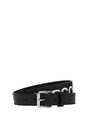 COMME DES GARÇONS WALLET Logo Print Leather Belt in black
