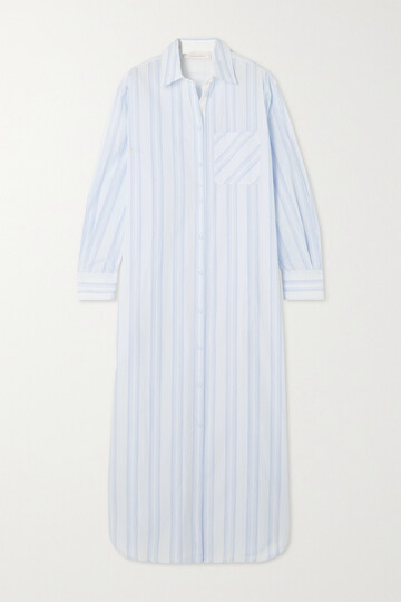 See By Chloé See By Chloé - Striped Cotton-poplin Midi Shirt Dress - Blue