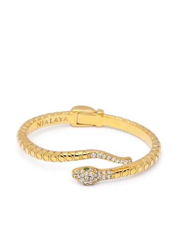 nialaya jewelry crystal-embellished snake bangle - gold
