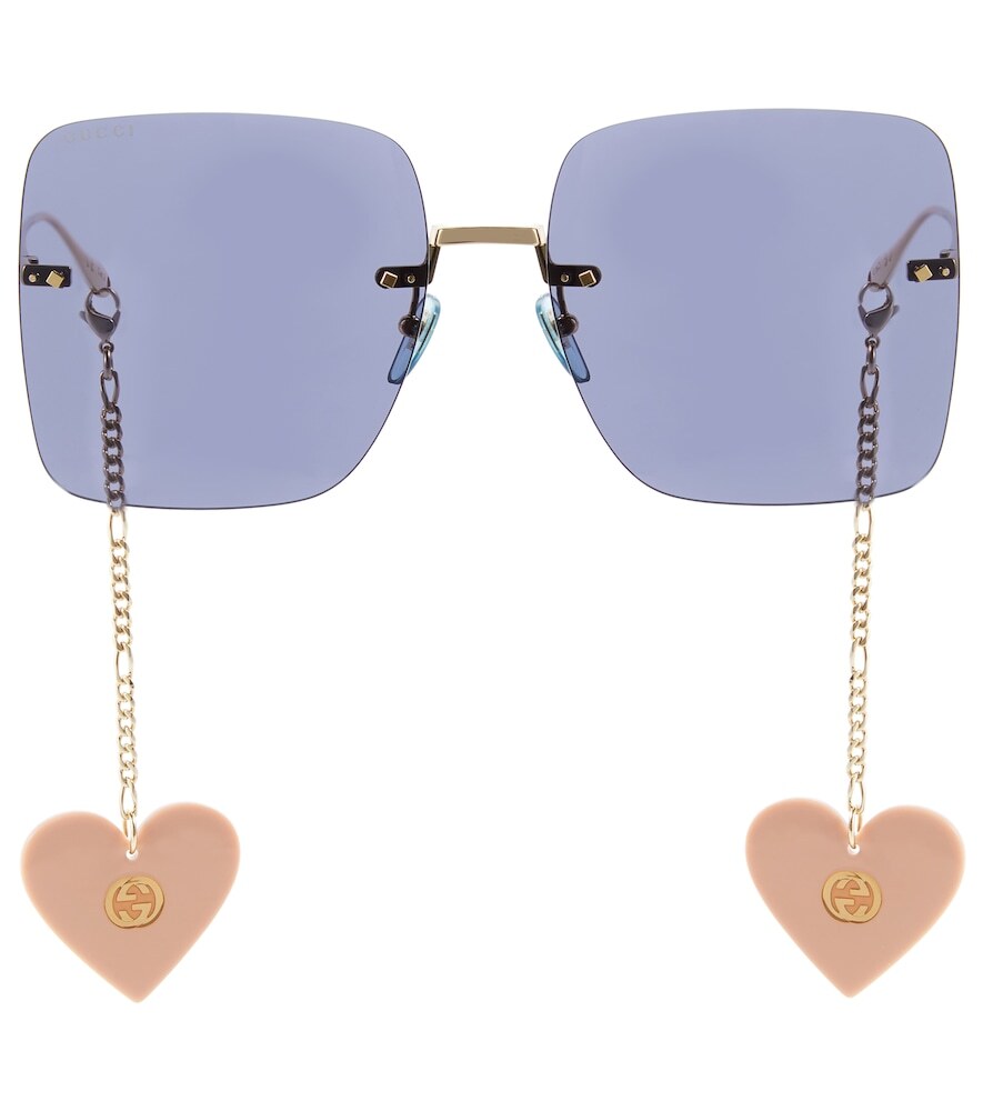 Gucci Chain-trimmed oversized sunglasses in purple