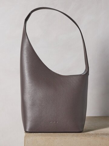 aesther ekme - demi lune leather shoulder bag - womens - dark brown