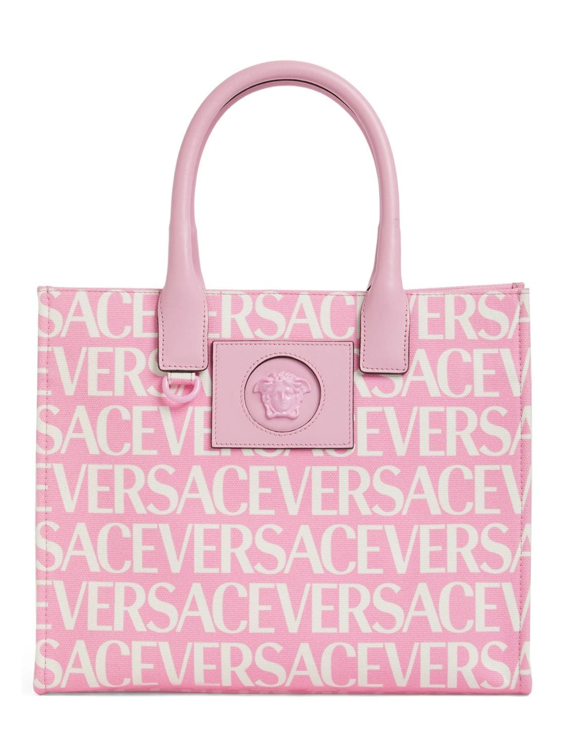 VERSACE Canvas & Leather Tote Bag in pink