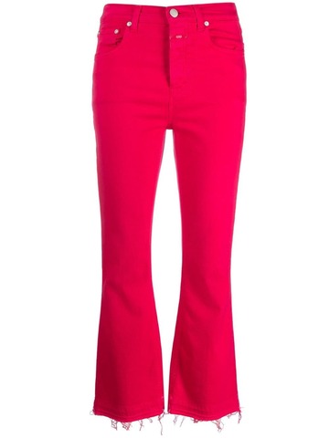 closed raw-edge high-waisted jeans - pink