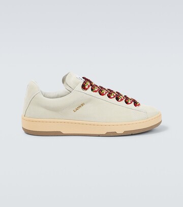 lanvin lite curb suede sneakers in white