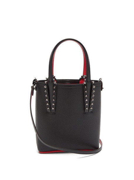 Christian Louboutin - Cabata Mini Spike-embellished Grained-leather Bag - Womens - Black