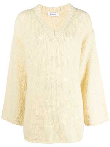 rodebjer ermine v-neck wool-cotton jumper - yellow