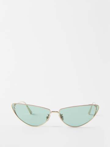 dior - miss dior cat-eye metal sunglasses - womens - green gold