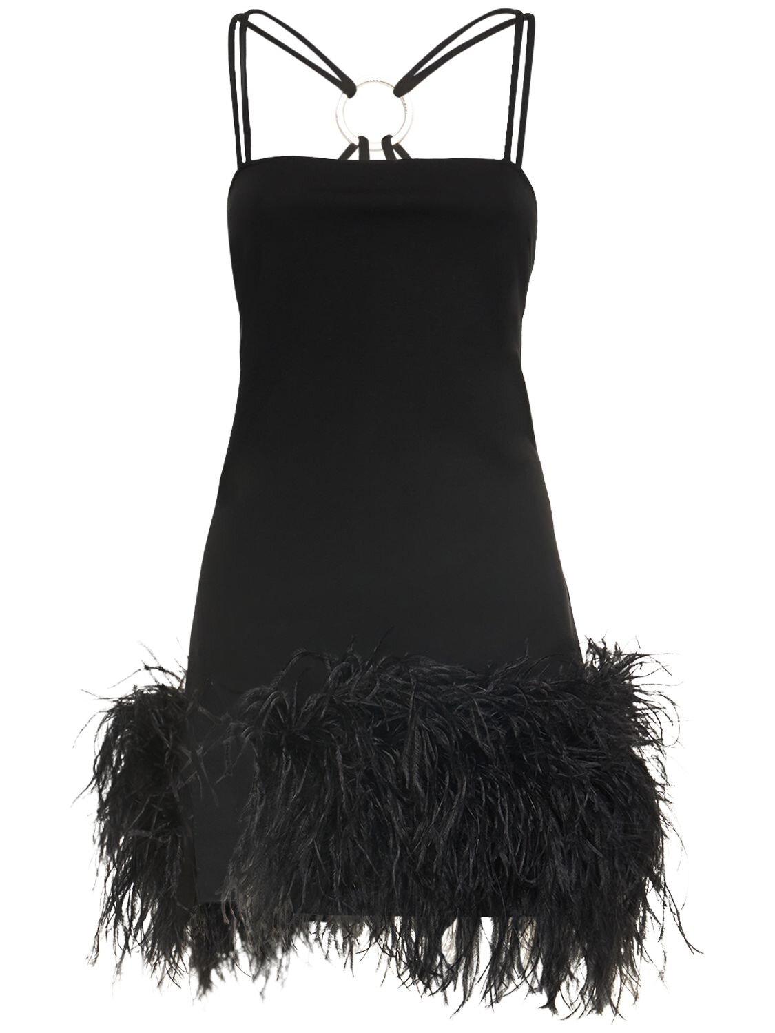 THE ATTICO Fujiko Cady & Feathers Mini Dress in black