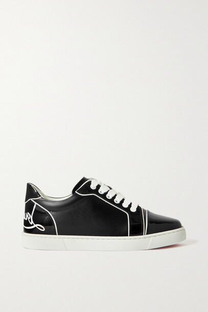 Christian Louboutin - Fun Vieira Printed Patent-leather Sneakers - Black