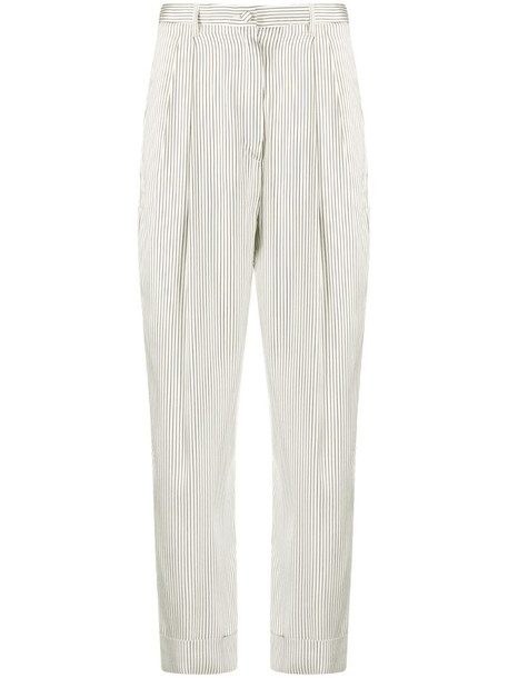 Hebe Studio high-waisted striped trousers in white