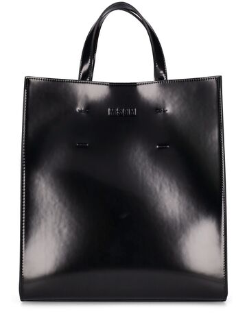 msgm medium faux leather tote bag in black