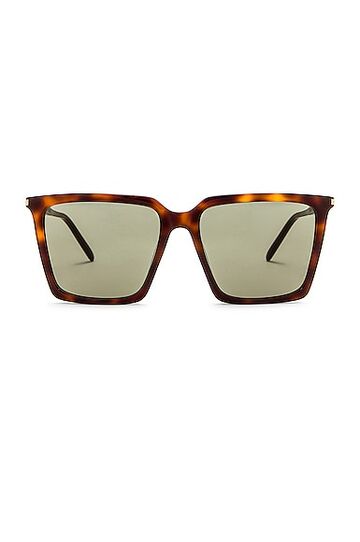 saint laurent square oversize sunglasses in brown