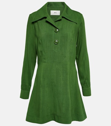ami paris silk-blend minidress in green