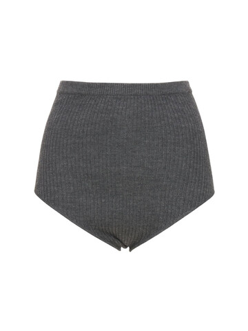 LOULOU STUDIO Arousa Wool & Cashmere Rib Knit Shorts in grey