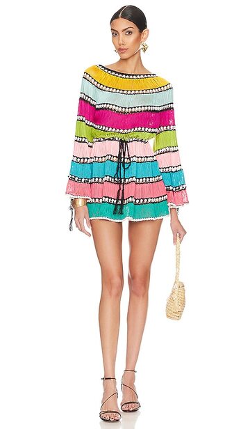 My Beachy Side x REVOLVE Crochet Rainbow Dress in Blue in multi