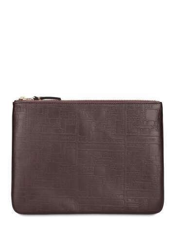 COMME DES GARÇONS WALLET Embossed Logotype Leather Pouch in brown