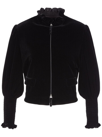 GIORGIO ARMANI Viscose & Silk Cropped Zip-up Jacket in black