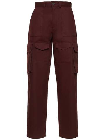 THE FRANKIE SHOP Carre Cotton Twill Cargo Pants in burgundy