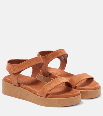 Ancient Greek Sandals Salamina suede platform sandals in brown