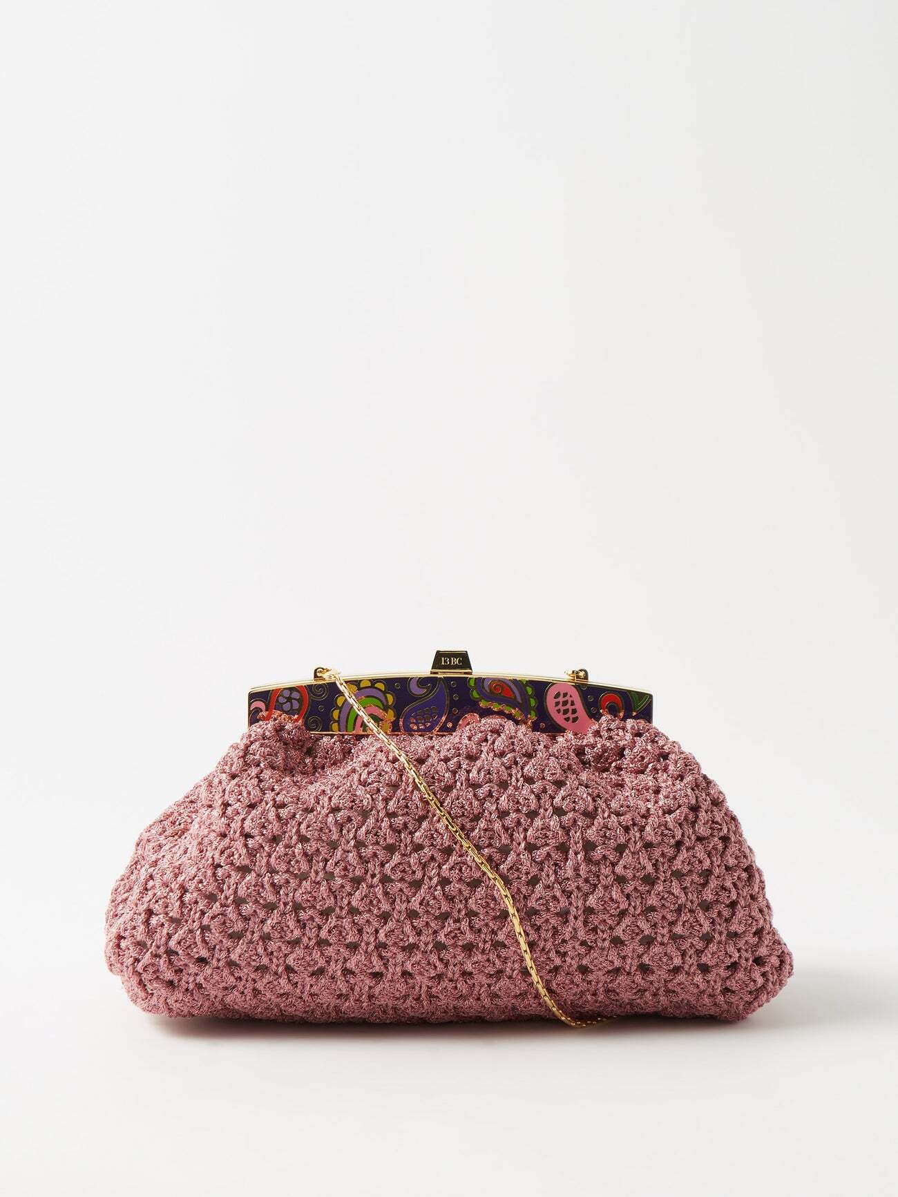 13bc - Paisley Tart Woven Clutch Bag - Womens - Pink Multi