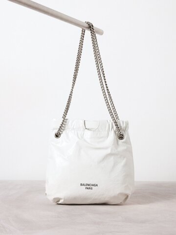balenciaga - crush xs crinkled-leather tote bag - womens - white