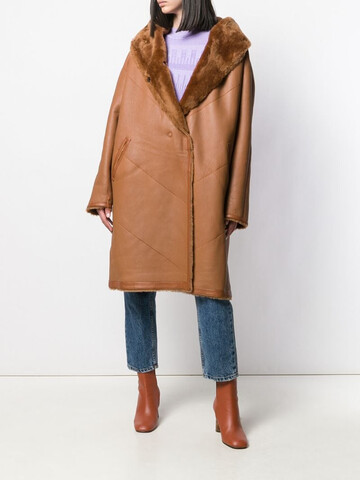 Liska Chiron reversible oversized coat in brown
