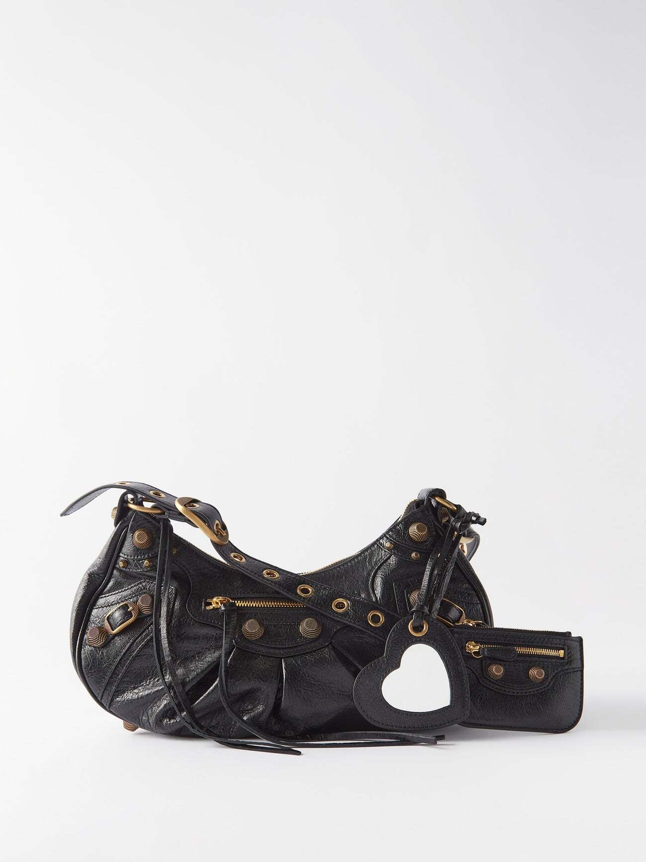 Balenciaga - Le Cagole S Crackled-leather Shoulder Bag - Womens - Black