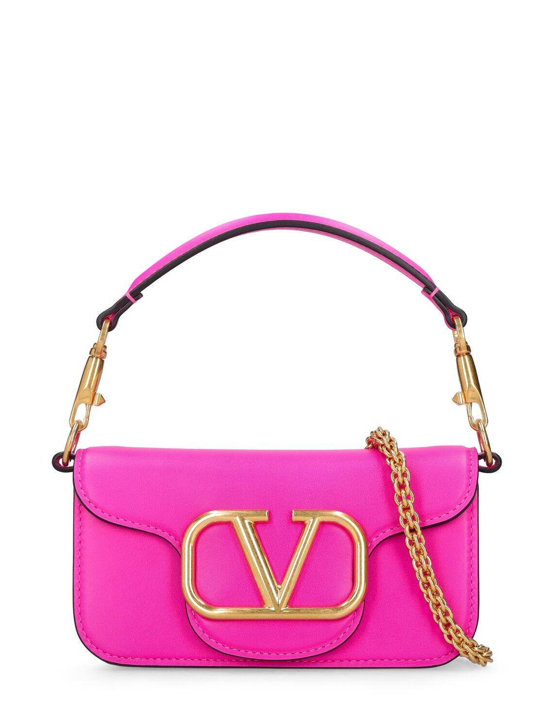VALENTINO GARAVANI Loco' Leather Small Shoulder Bag in pink