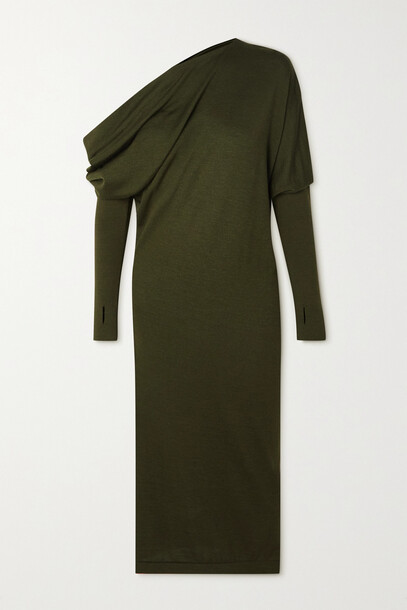 TOM FORD - One-shoulder Cashmere And Silk-blend Midi Dress - Green
