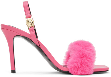versace jeans couture pink fur emily heeled sandals