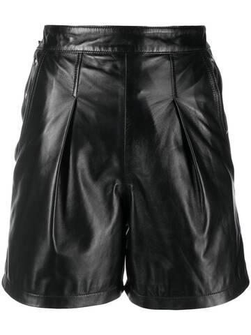 manokhi high-waisted leather shorts - black