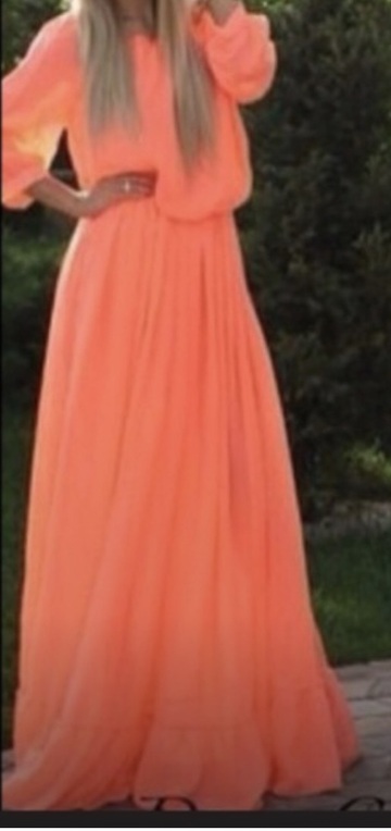 dress,peach dress,maxi dress
