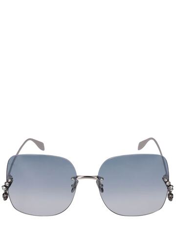ALEXANDER MCQUEEN Am0390s Jeweled Metal Sunglasses in silver