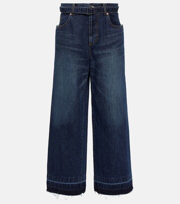 sacai belted wide-leg jeans in blue