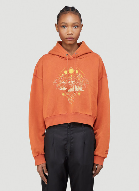 Li-Ning Crop Hooded Sweatshirt in Orange size L