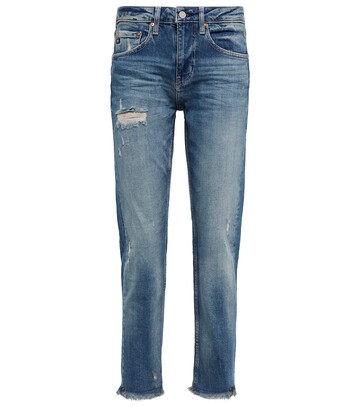 ag jeans ex boyfriend mid-rise cropped jeans in blue