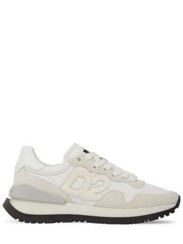 dsquared2 running leather low top sneakers in white