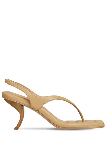GIA X RHW 75mm Rosie 13 Leather Thong Sandals in beige