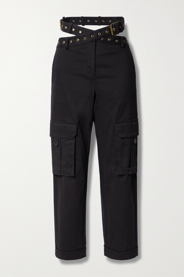 monse - belted cotton-blend twill straight-leg cargo pants - black