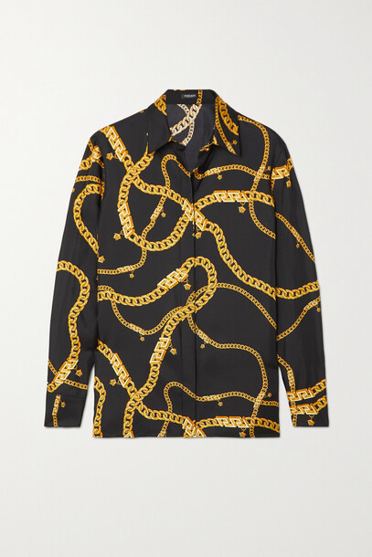 Versace - Printed Silk-twill Shirt - Black