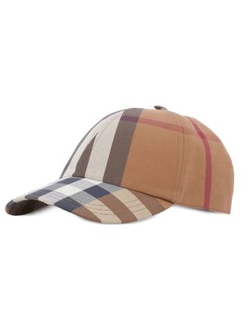 burberry vintage check cotton baseball cap - brown