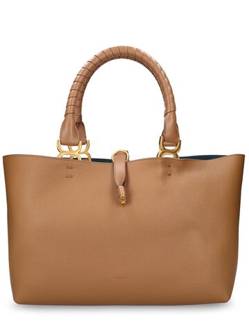 chloé small marcie tote leather bag in beige