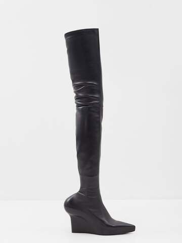 givenchy - exaggerated-heel 80 leather over-the-knee boots - womens - black