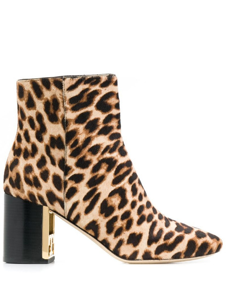 Tory Burch Gigi leopard print boots in neutrals