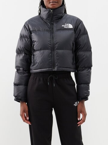 the north face - nuptse quilted down cropped jacket - womens - black