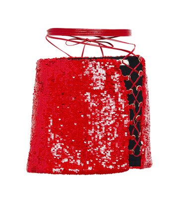 The Mannei Sequined miniskirt in red