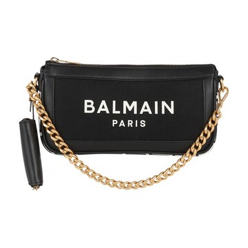 Balmain B-Army canvas clutch bag with leather inserts in noir
