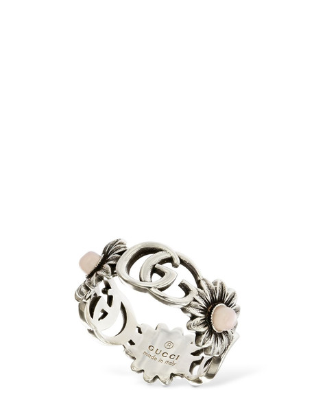 GUCCI Double G Flower Ring W/ Mother Of Pearl in pink / silver