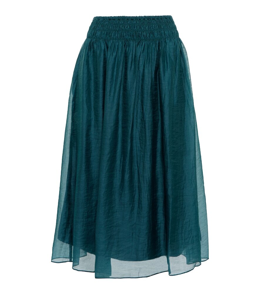 Vince Gathered midi skirt in blue